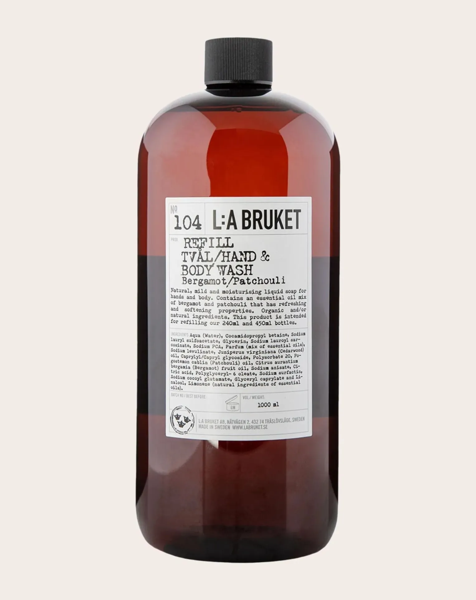 104 Refill Hand & Body Wash Bergamot/Patchouli 1000 ml