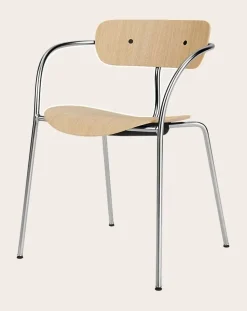 AV2 Pavilion Chairs with Armrests, Chrome Frame - Set of 2