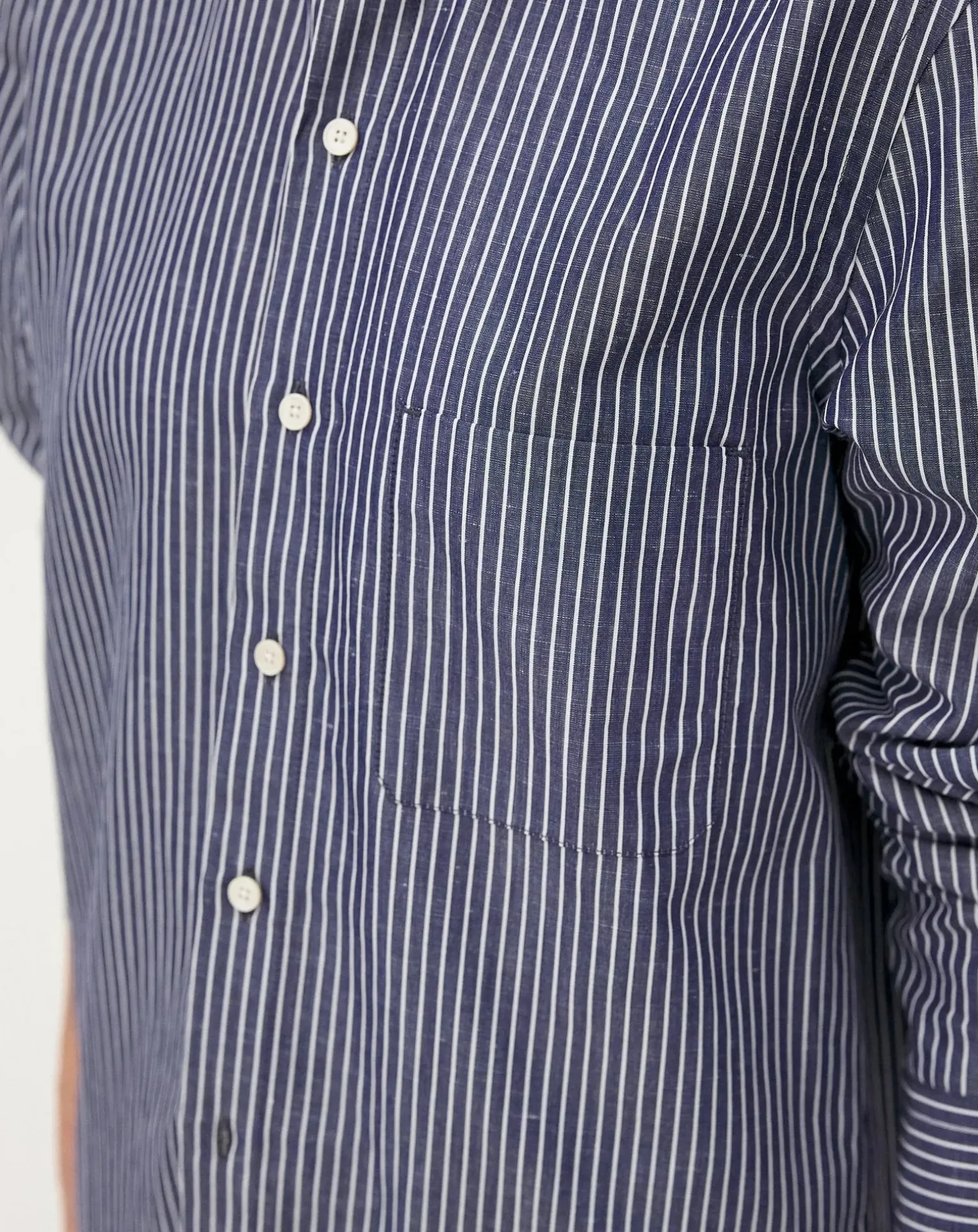 Curtis Blue stripes Upcycled Cotton Long Sleeve Shirt