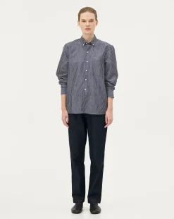 Curtis Blue stripes Upcycled Cotton Long Sleeve Shirt