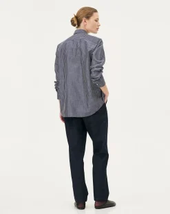 Curtis Blue stripes Upcycled Cotton Long Sleeve Shirt