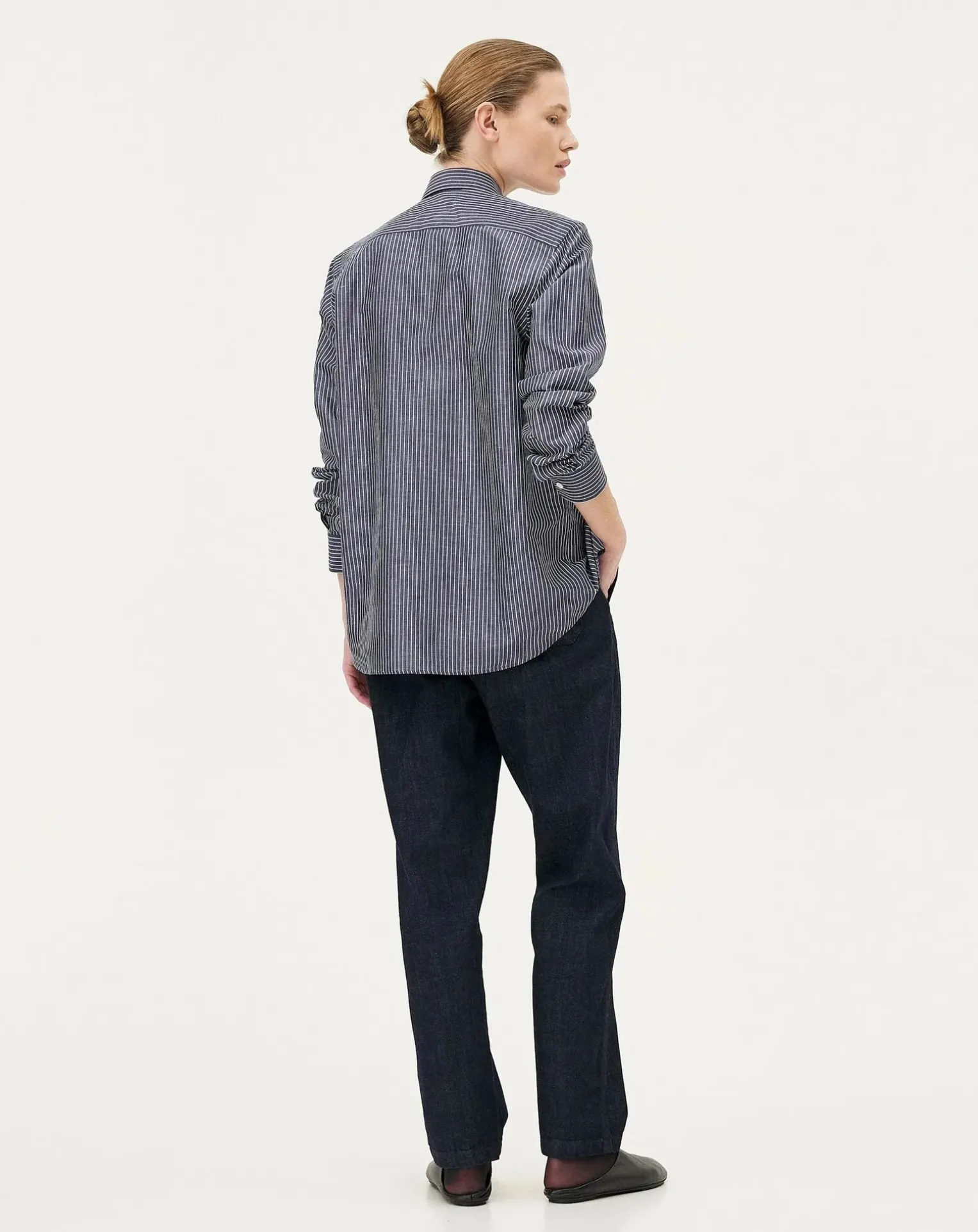 Curtis Blue stripes Upcycled Cotton Long Sleeve Shirt