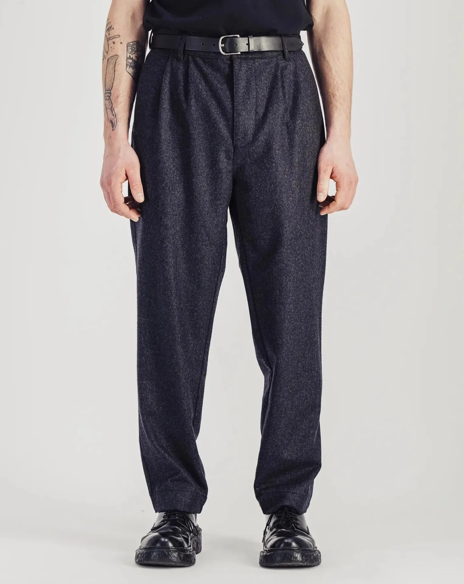 Double Pleats Flannel Cotton Pants