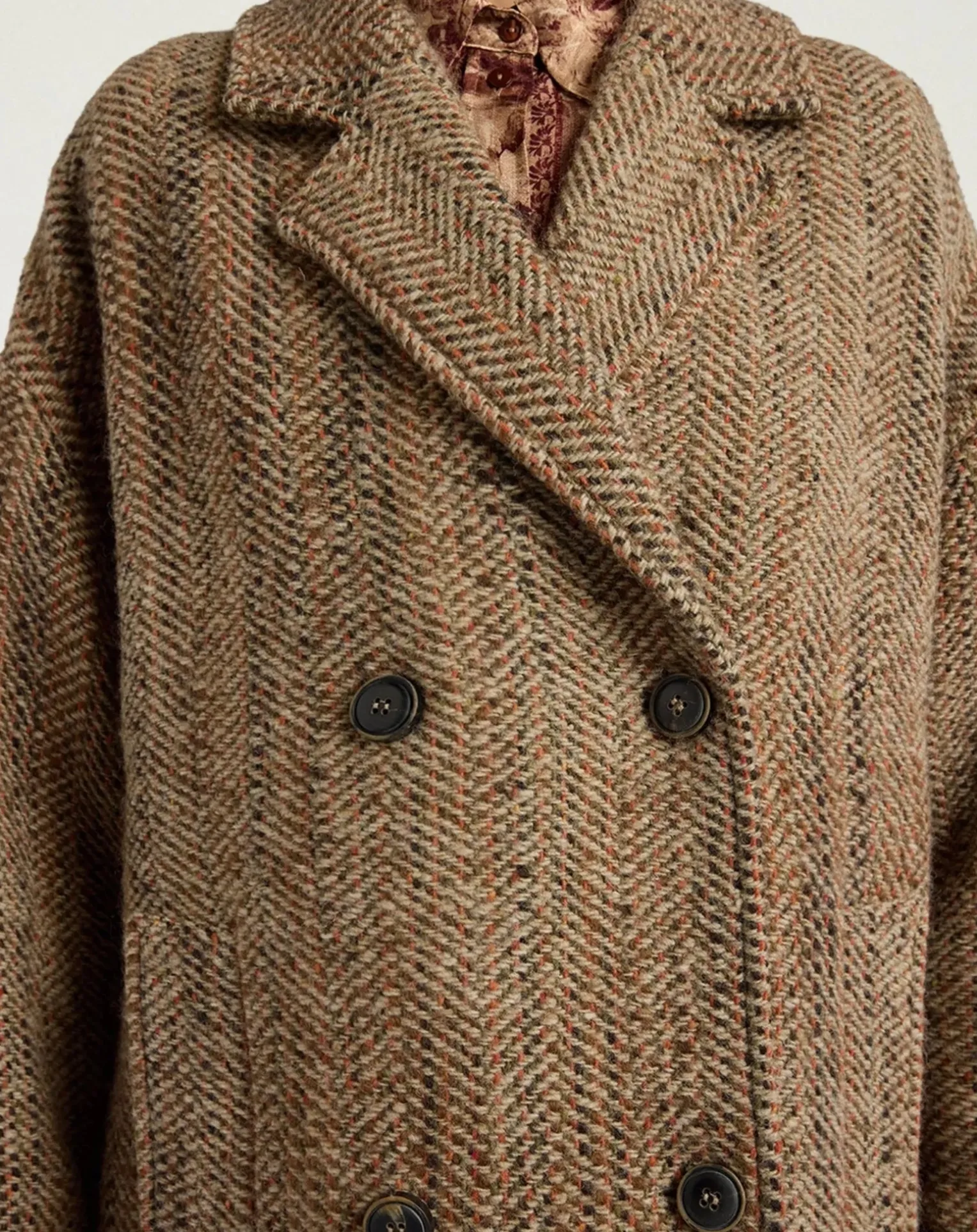 Lancaster Herringbone Virgin Wool Coat