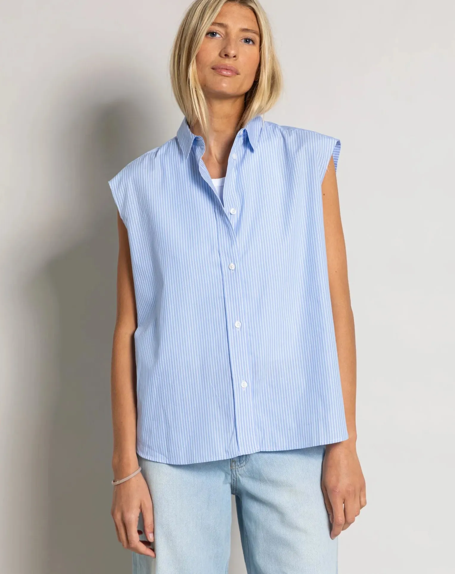 Laura Striped Sleeveless Shirt