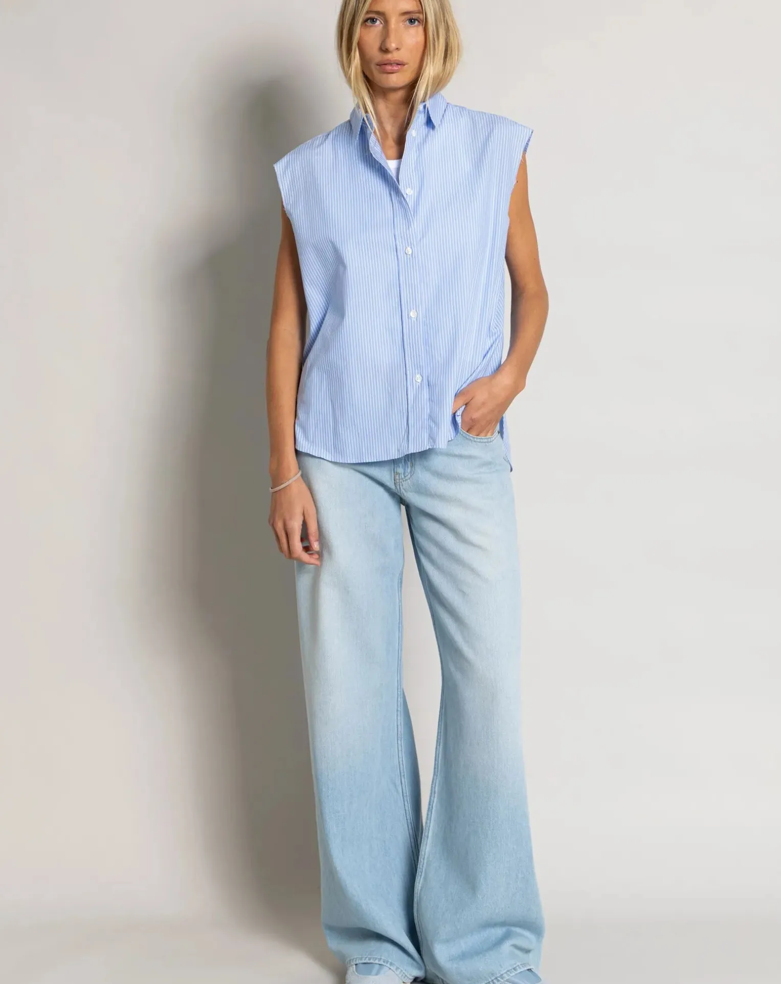 Laura Striped Sleeveless Shirt