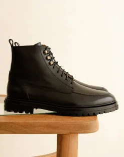 Leather lace-up boots