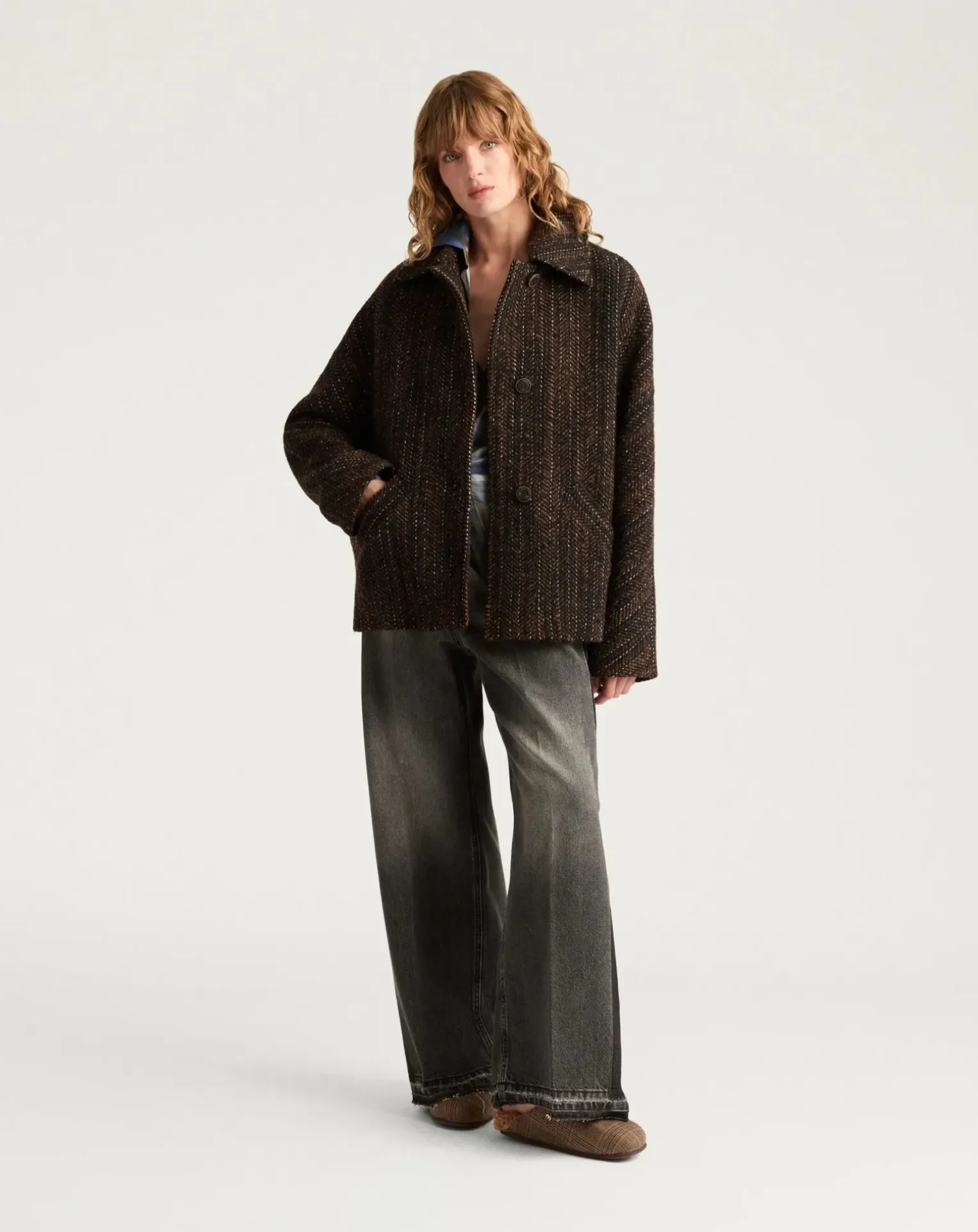 Lord Herringbone Virgin Wool Coat