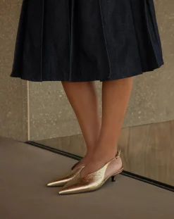 Metallic Heel Slingback