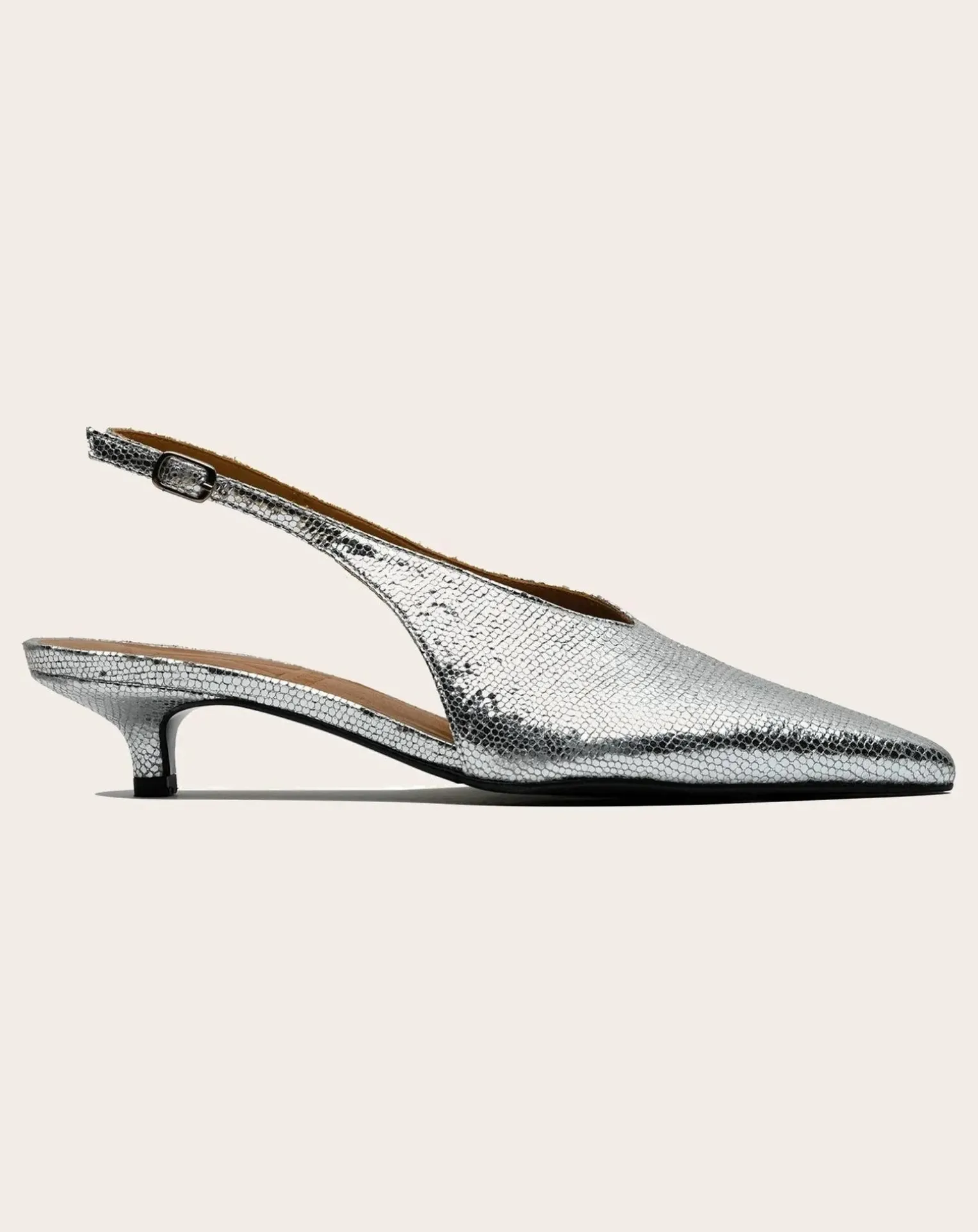 Metallic Heel Slingback