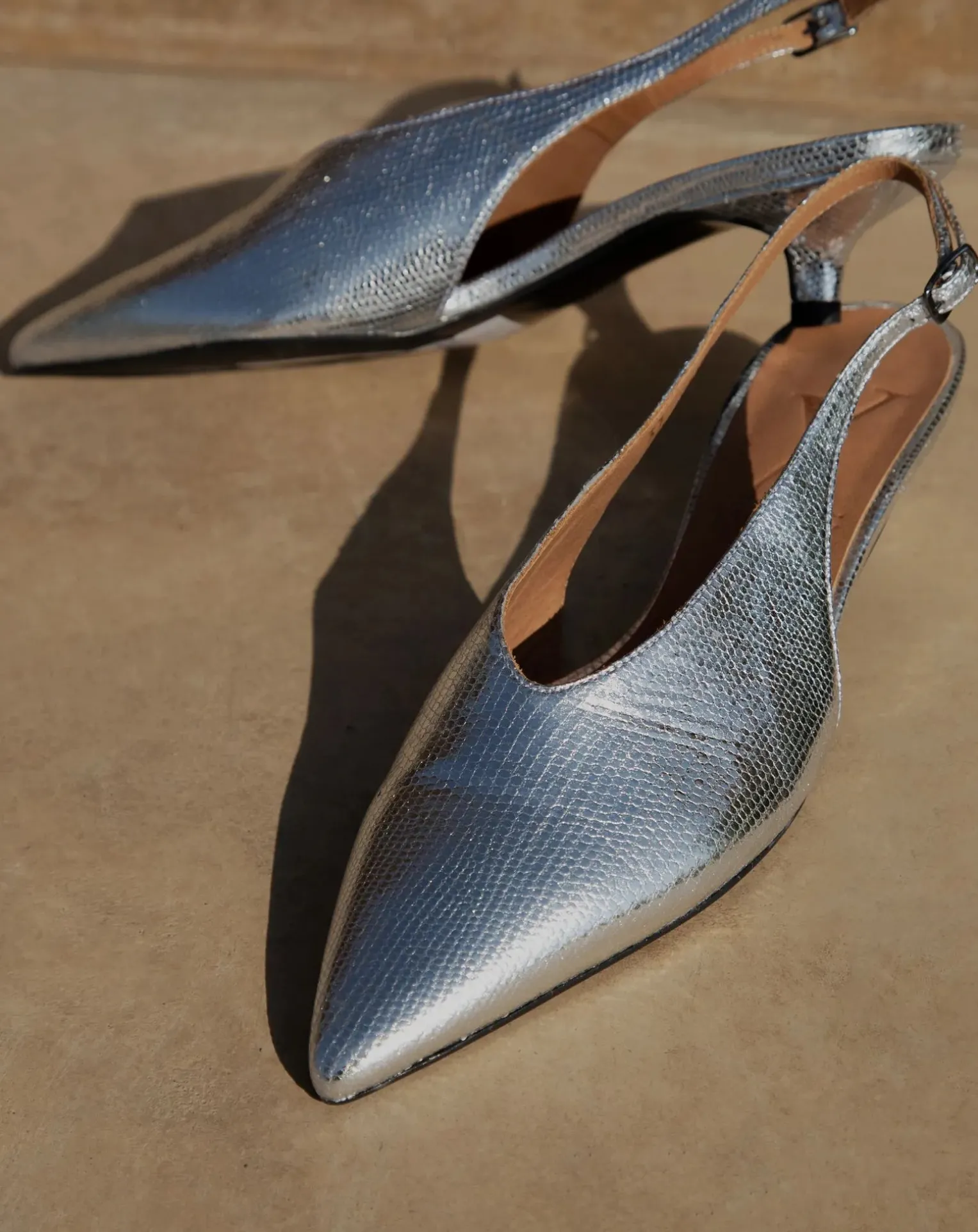 Metallic Heel Slingback