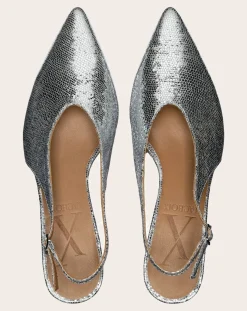 Metallic Heel Slingback