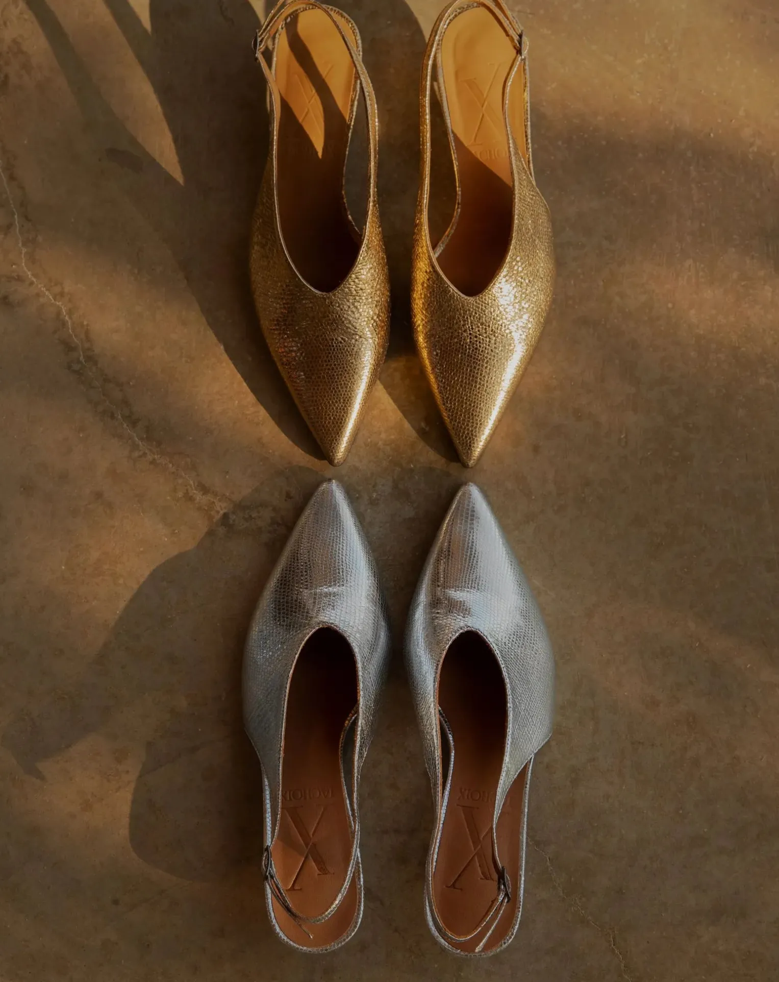 Metallic Heel Slingback