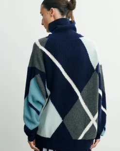 Oversize Argyle Intarsia Cashmere Sweater