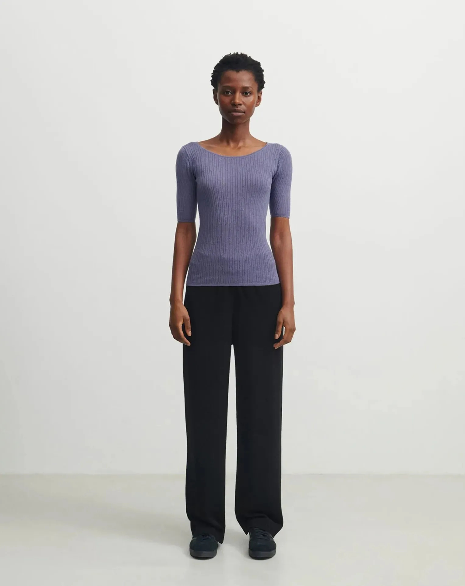 Pointelle Fine Knit Merino Wool Sweater - Women's Collection