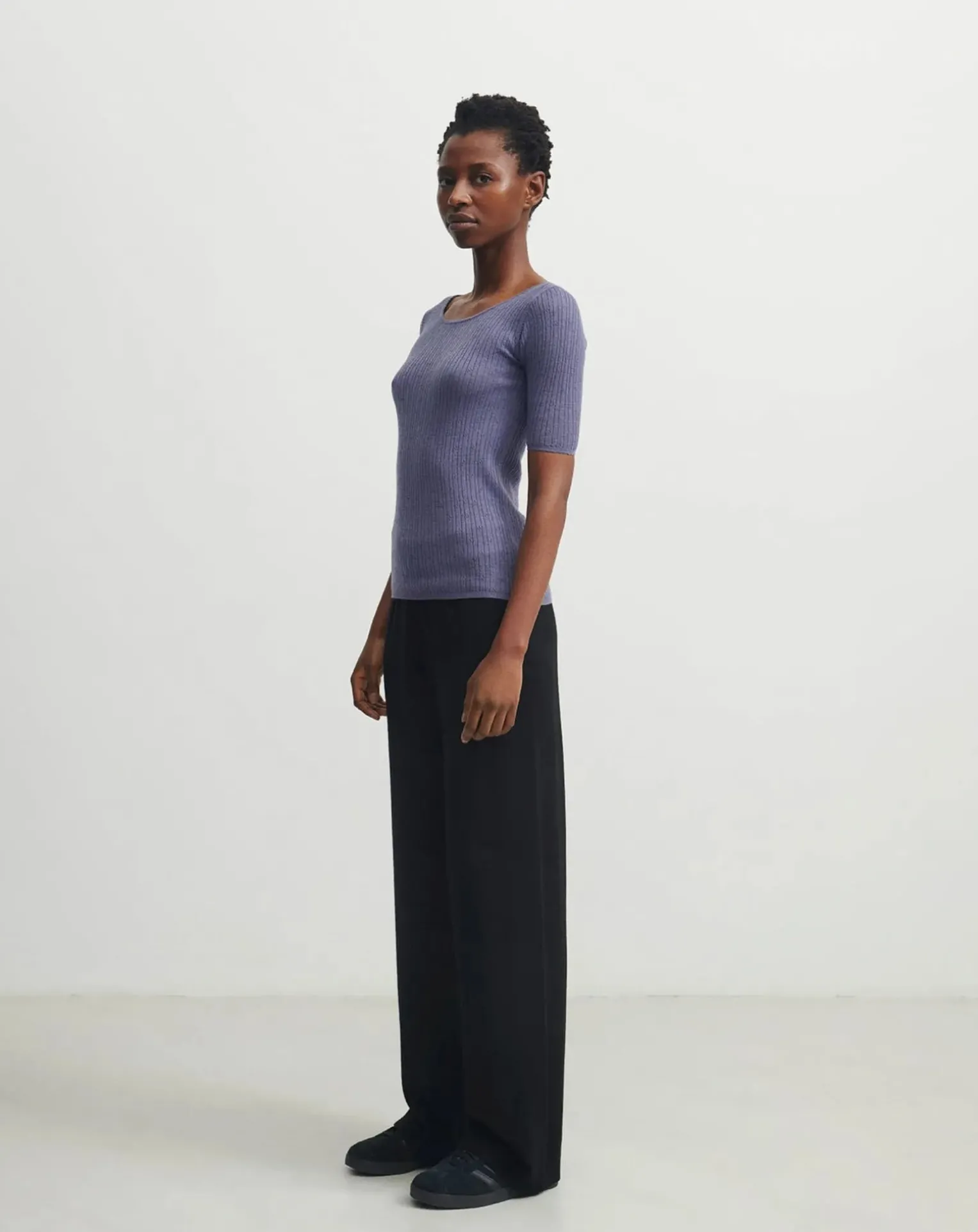 Pointelle Fine Knit Merino Wool Sweater - Women's Collection