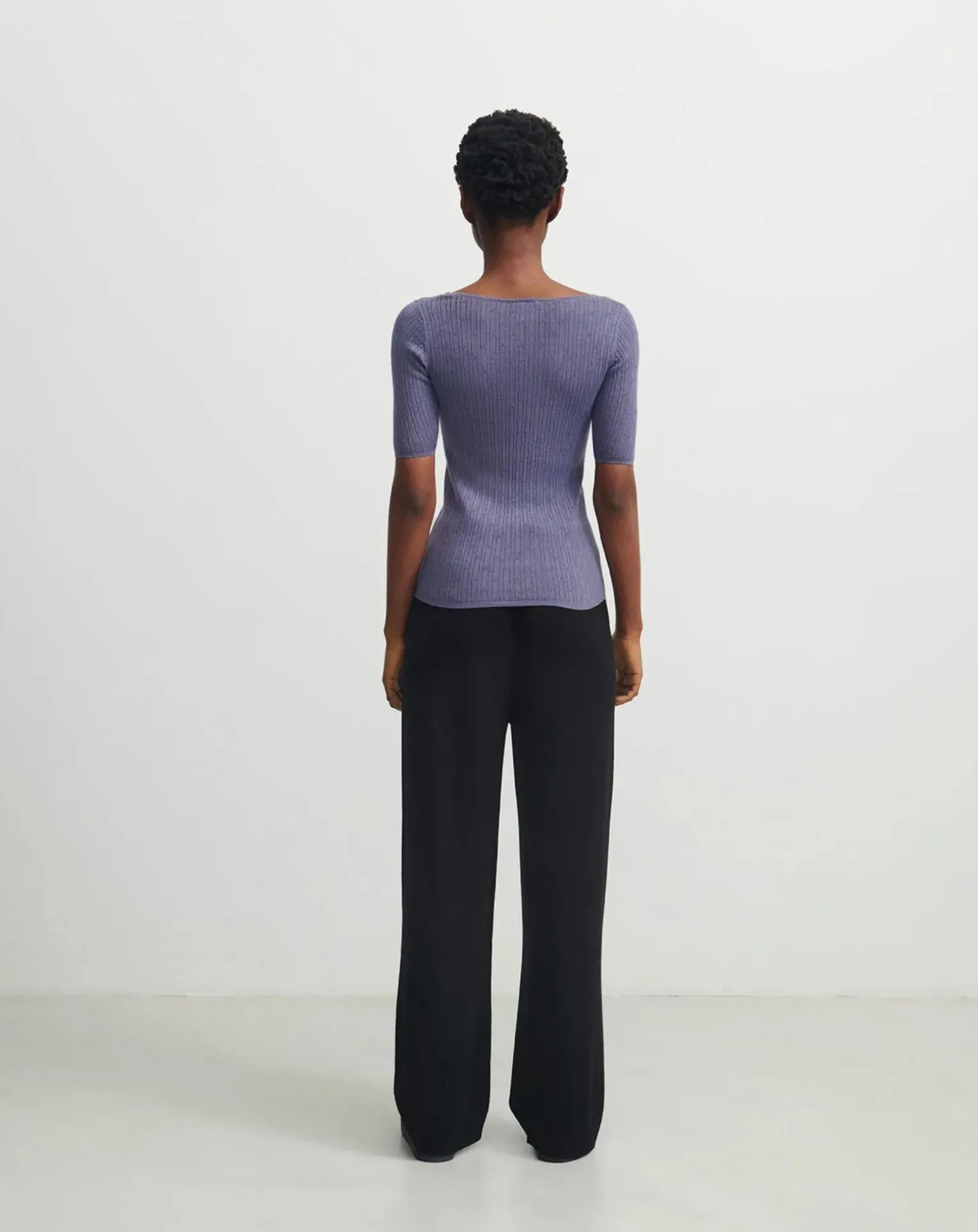 Pointelle Fine Knit Merino Wool Sweater - Women's Collection