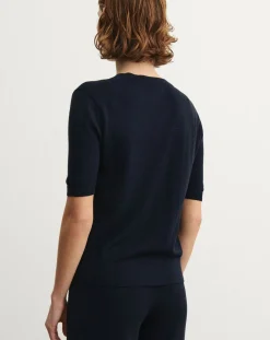 Pointelle Merino Wool Short Sleeve Sweater - Women's Collection