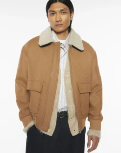 Recycled Wool Sheepskin Collar Jacket