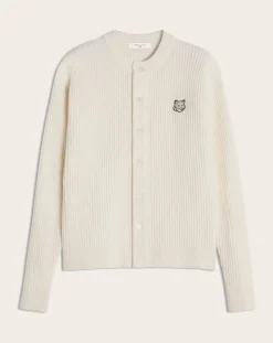 Ribbed Wool Fox Head Cardigan