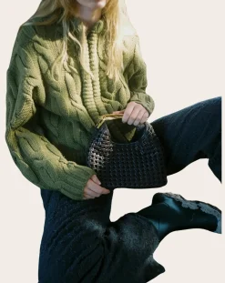 Small Boomerang Braided Leather Bag