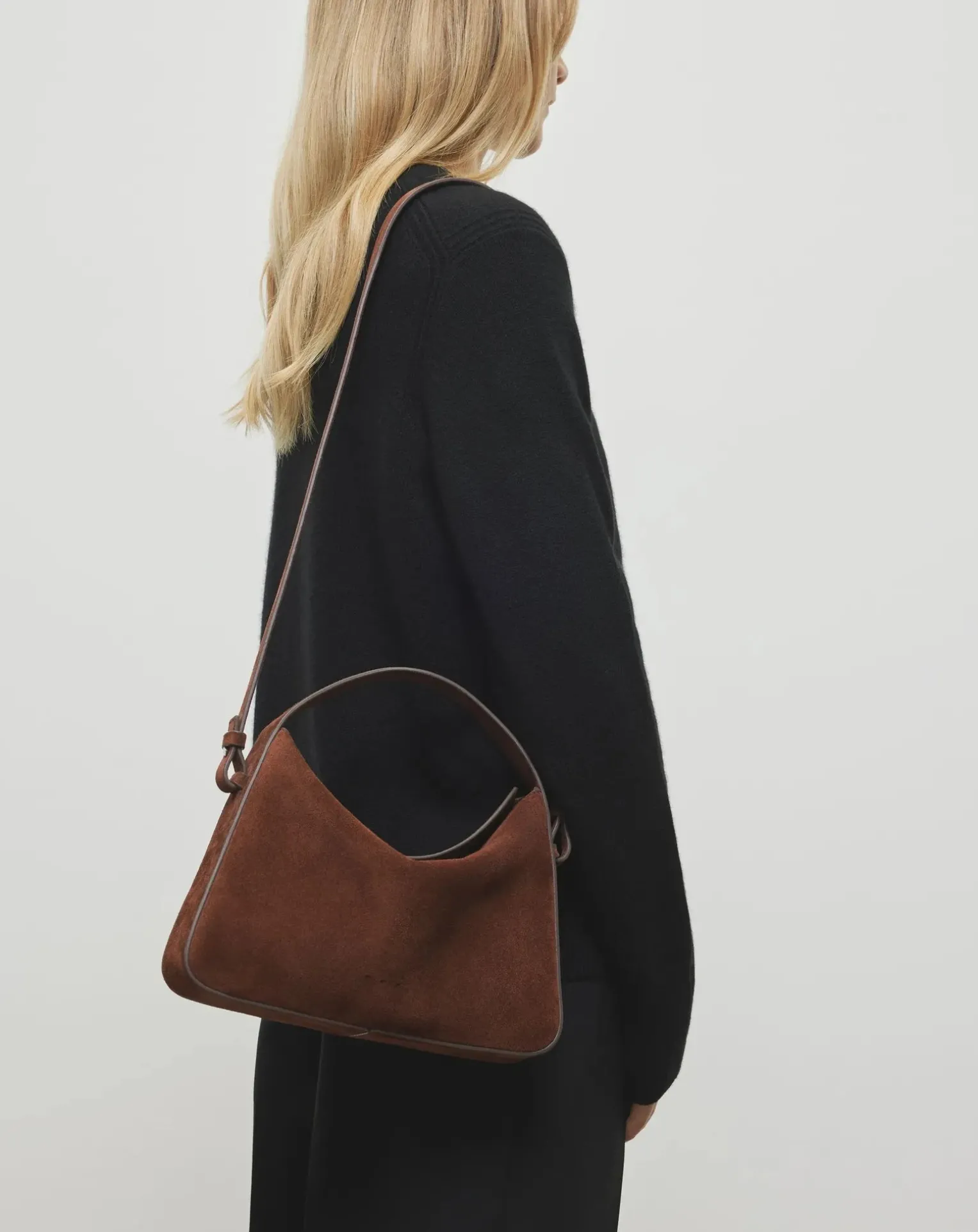 Soft Baguette Crossbody handbag in suede leather