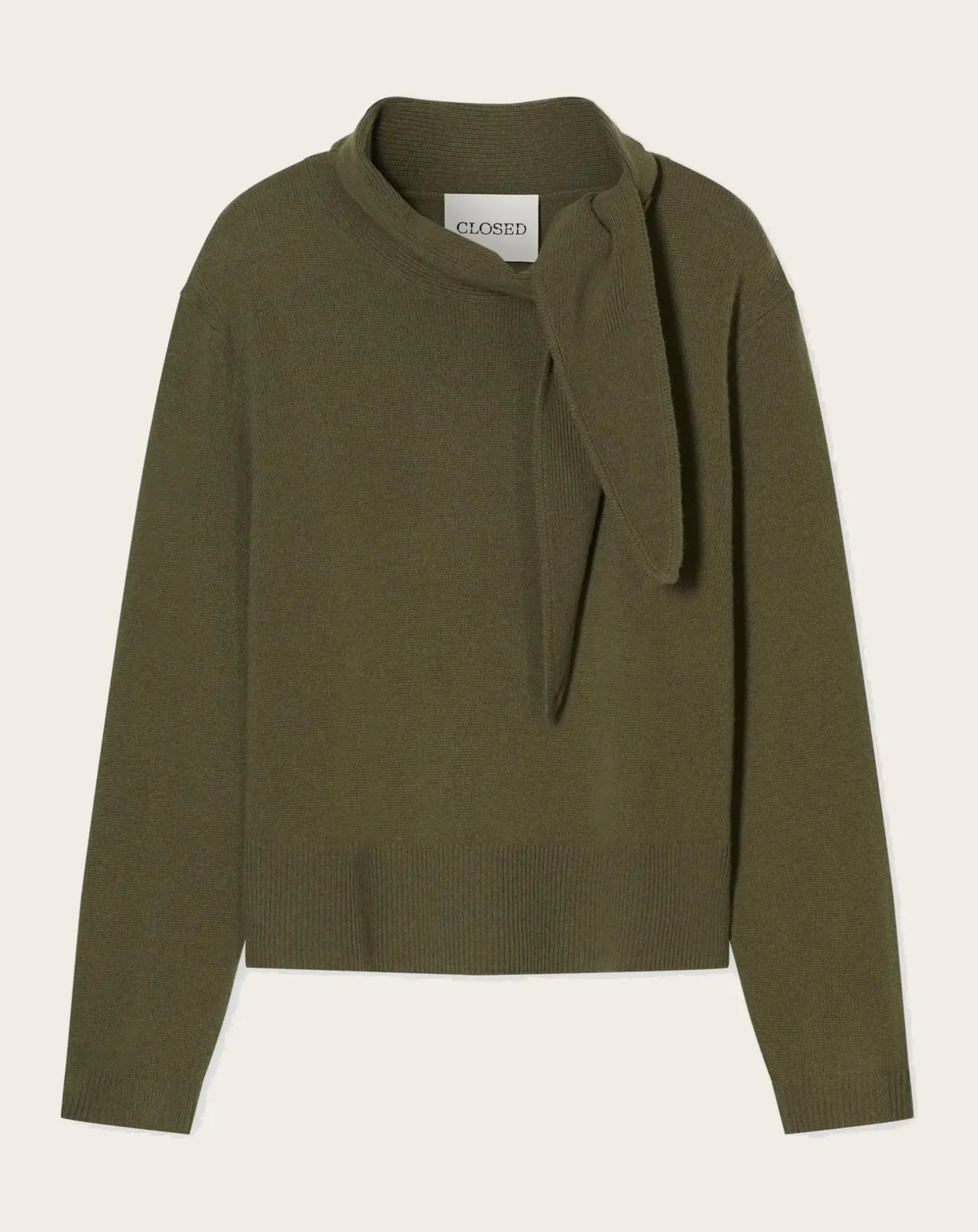 Wool lavallière neck sweater