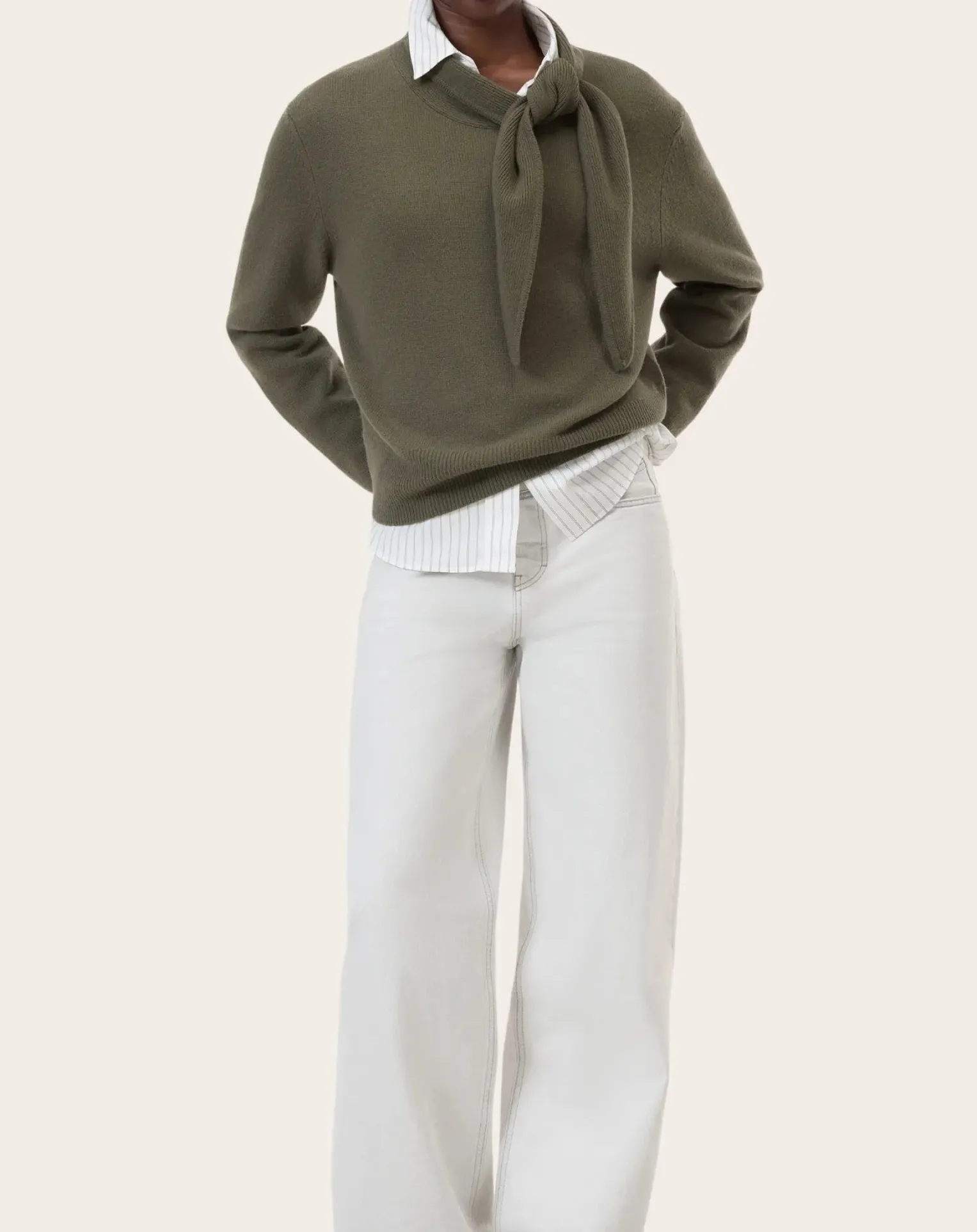 Wool lavallière neck sweater