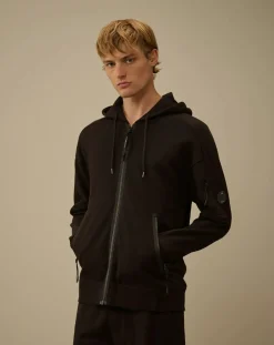 Zipped Hoodie Molton Diagonal Scratched