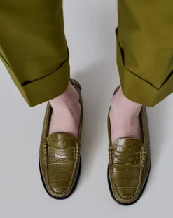 Zoe Crocodile Effect Loafers